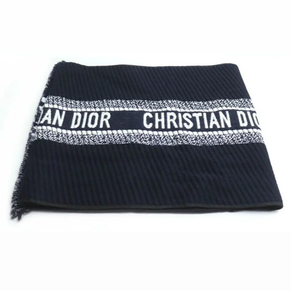 Dior Logo Oblique Big Scarf Navy 31 Cdo301 Ixgs - Picture 3 of 6
